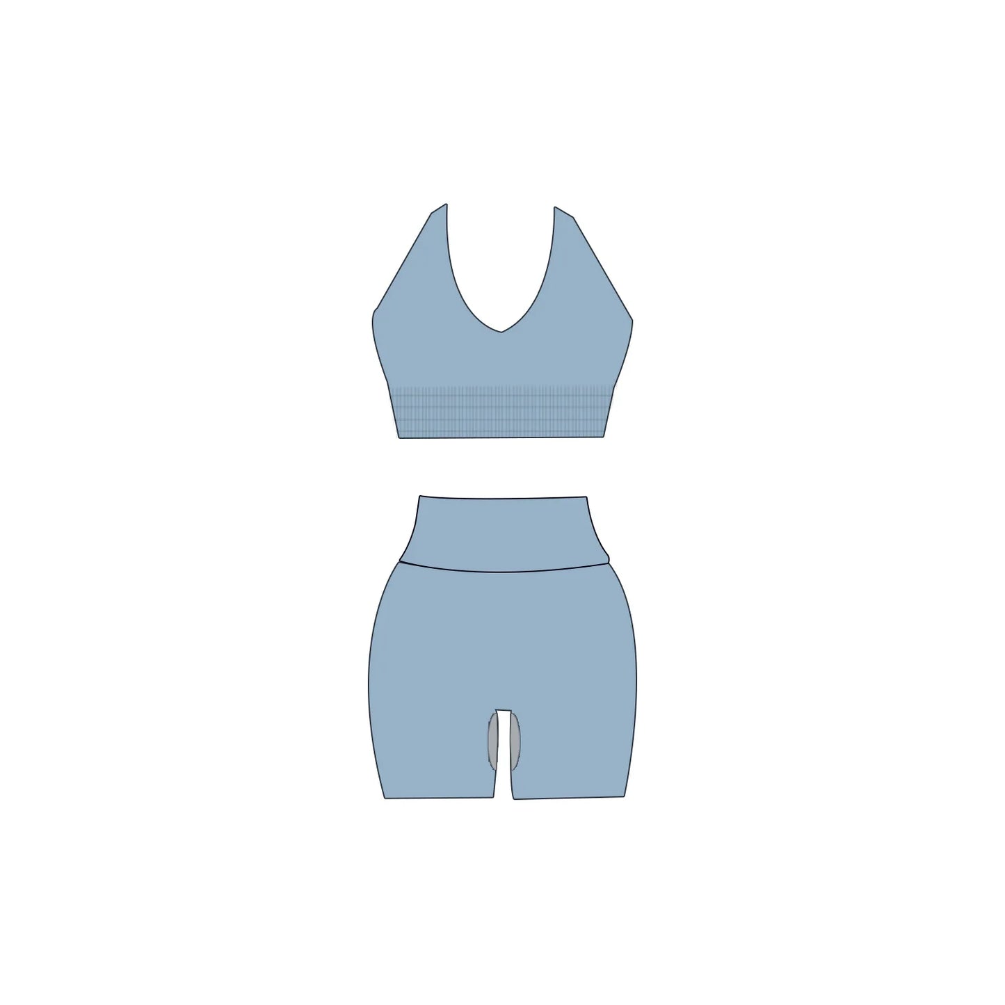 Yoga Set Sexy Bandjes BH & Hoge Taille Shorts