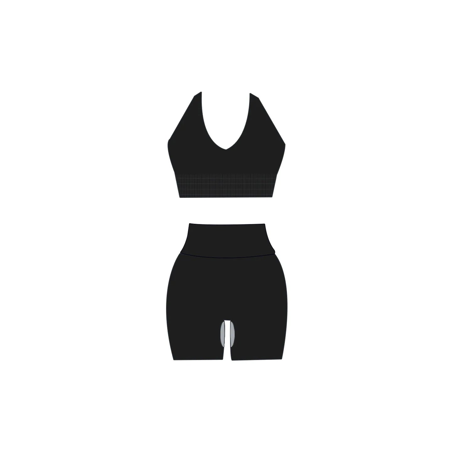 Yoga Set Sexy Bandjes BH & Hoge Taille Shorts