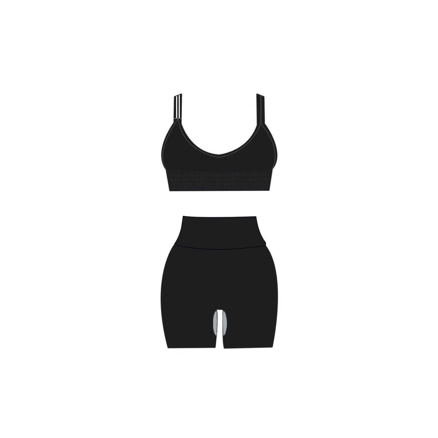 Yoga Set Sexy Bandjes BH & Hoge Taille Shorts