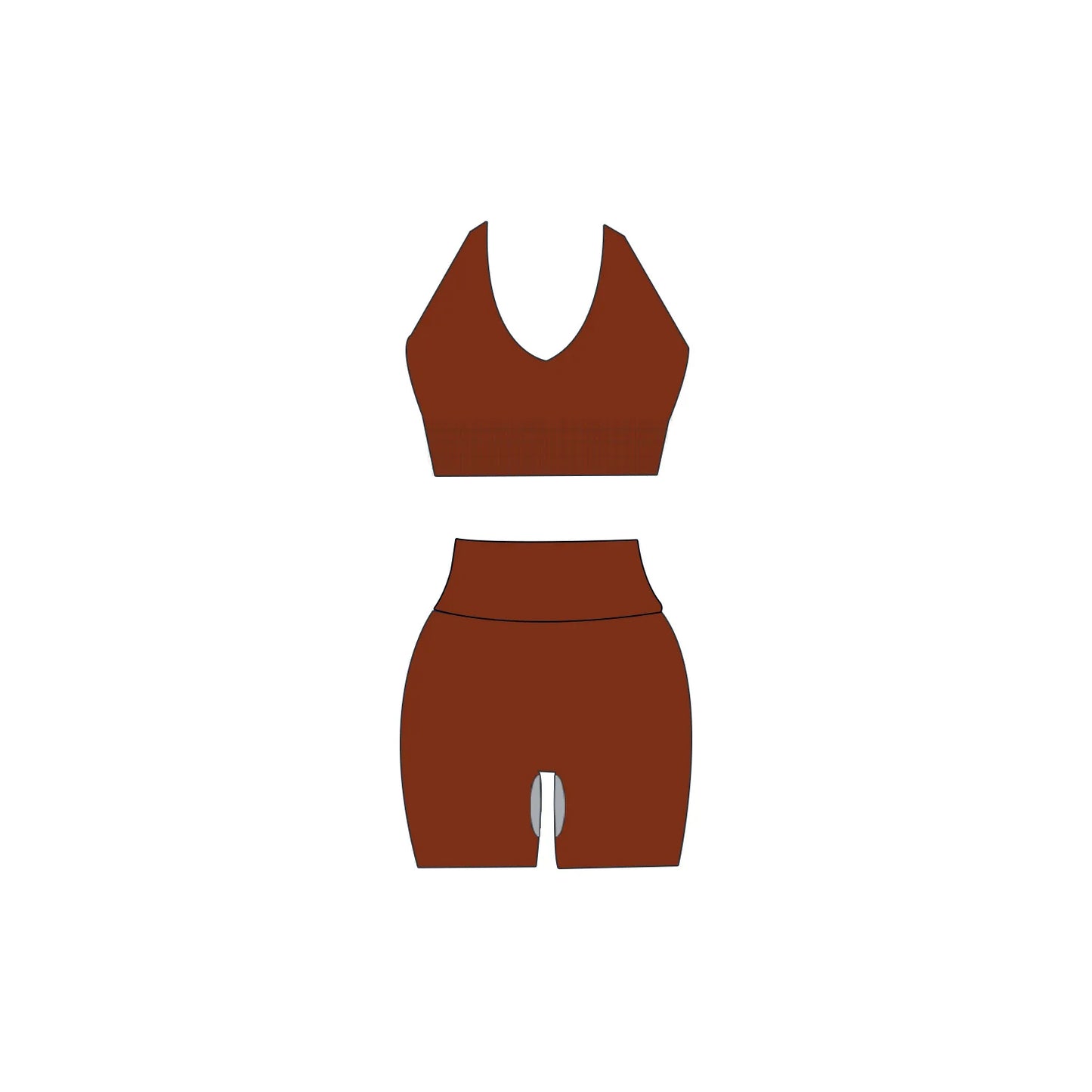 Yoga Set Sexy Bandjes BH & Hoge Taille Shorts