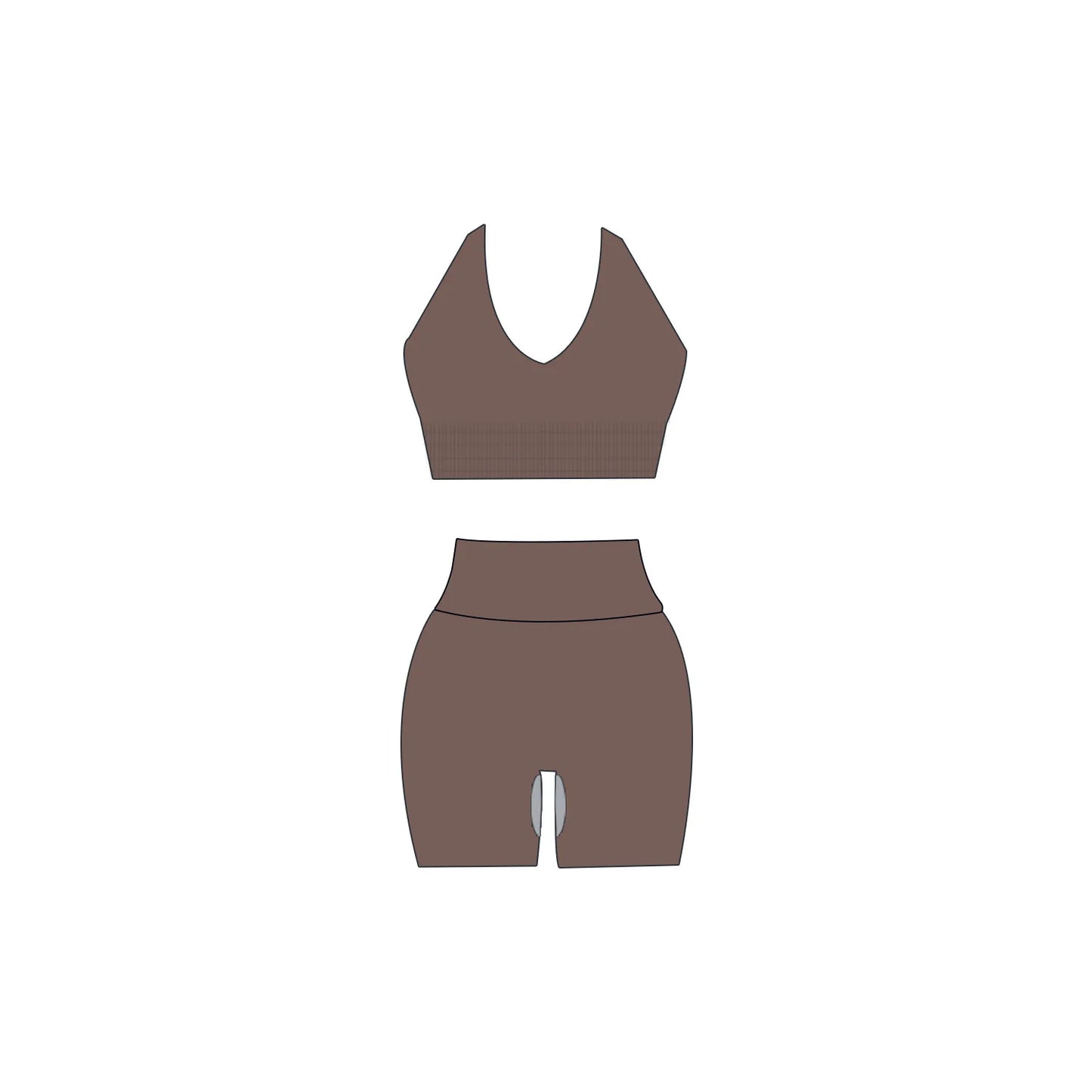 Yoga Set Sexy Bandjes BH & Hoge Taille Shorts