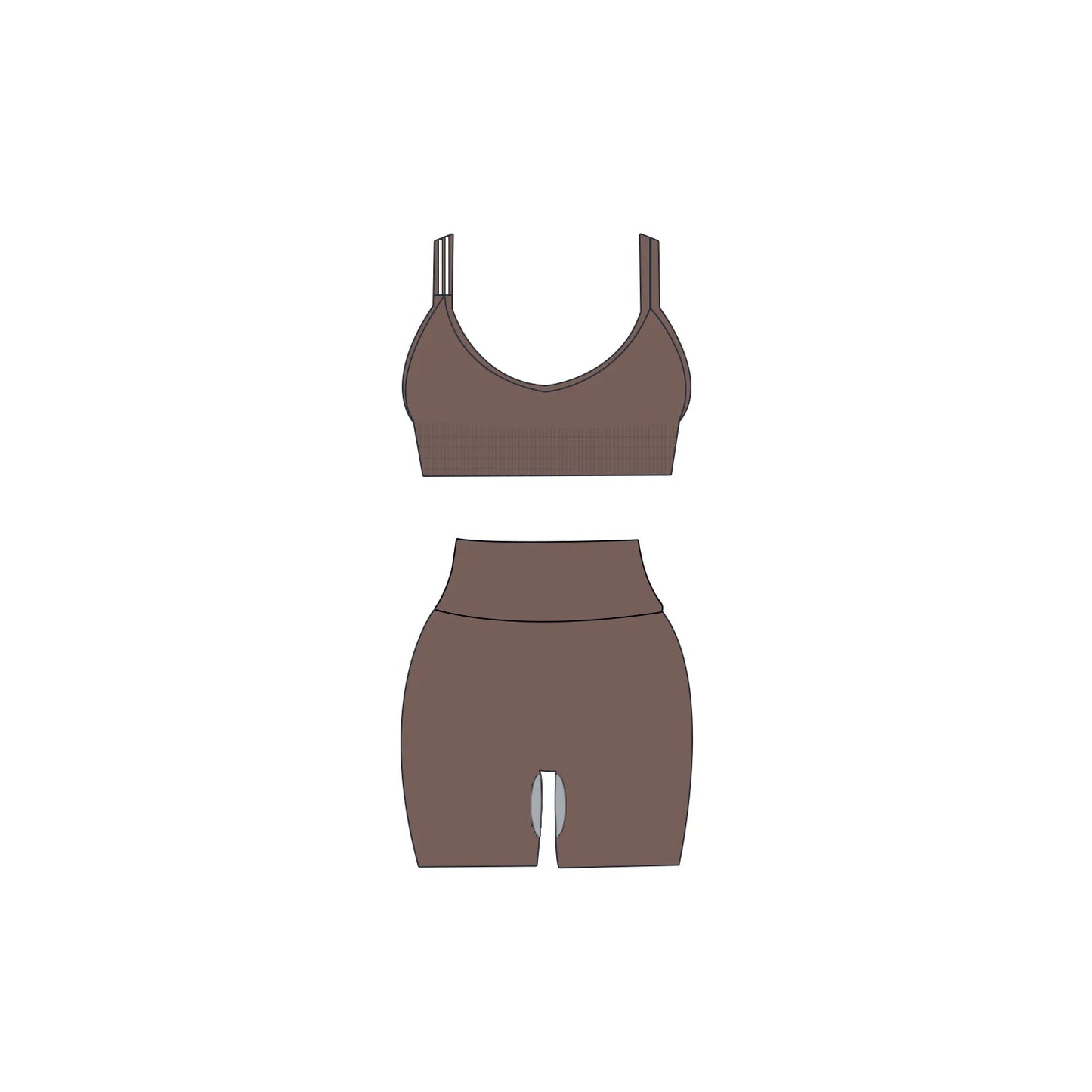 Yoga Set Sexy Bandjes BH & Hoge Taille Shorts